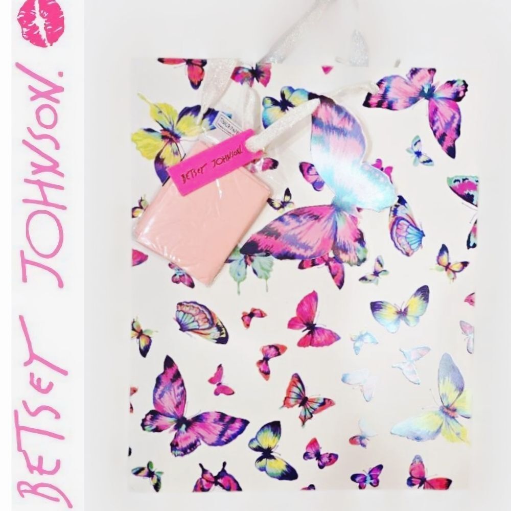 Betsey Johnson Iridescent Multicolor Butterfly‎ Gift Bag Set
